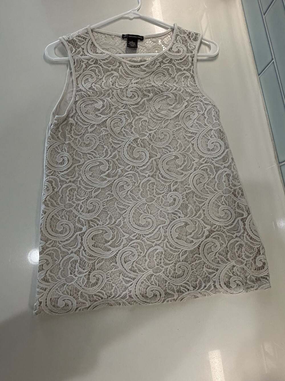Adrianna Papell Ivory Lace Sleeveless Tank Top Size S